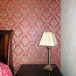 wallpaper red patterned neutral bedroom